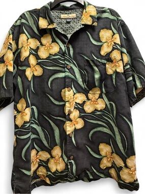 Tommy Bahama Green and Black Silk Shirt